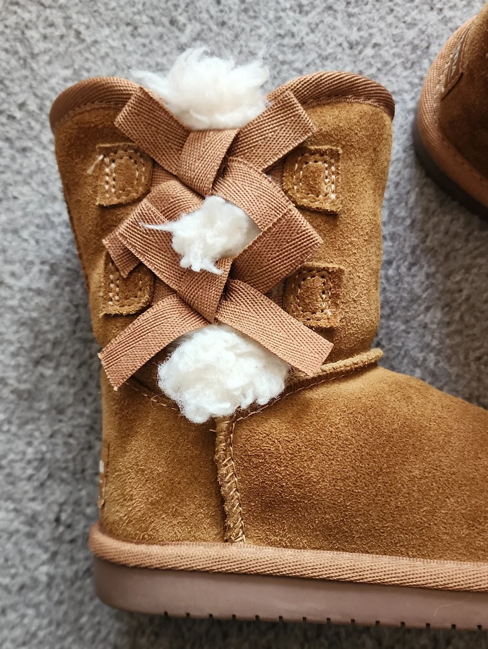 Koolaburra Chestnut Suede Faux-Shearling Kids Boots